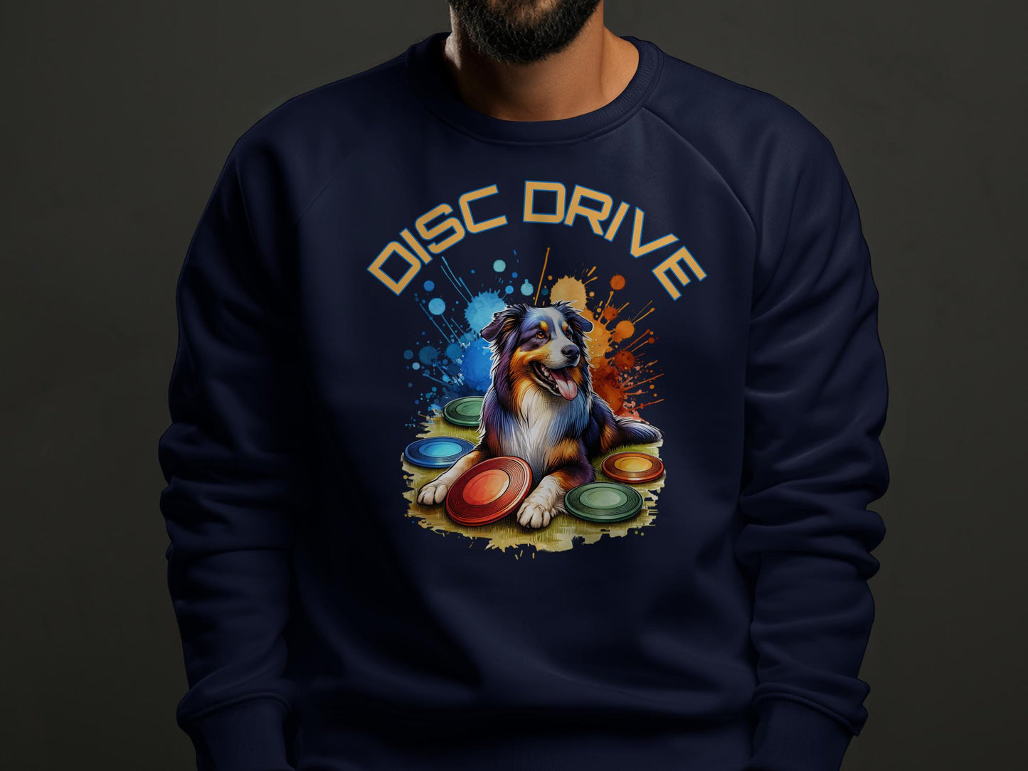 Colorful Disc Drive Dog Graphic Sweatshirt