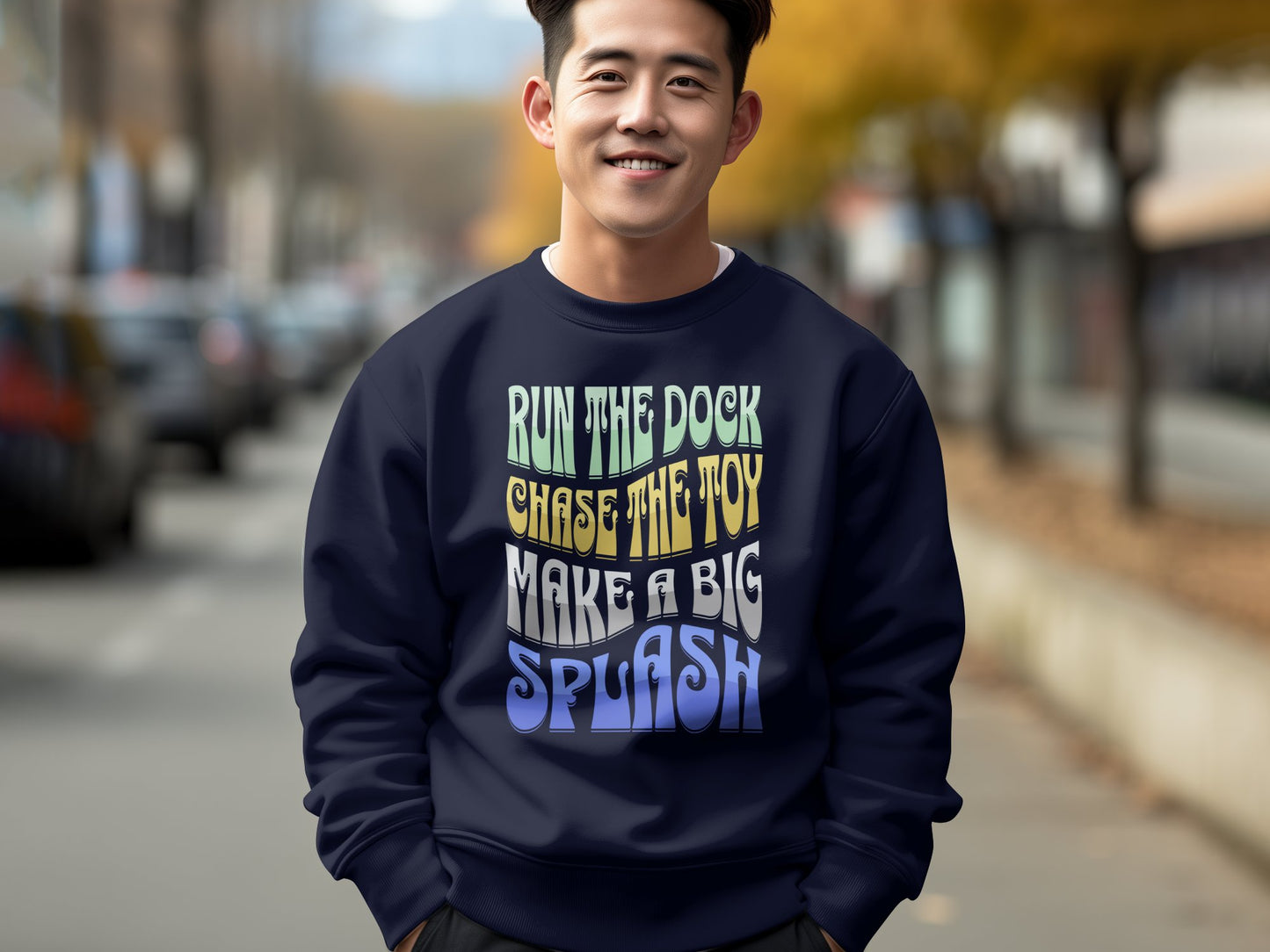 Dock Jumping Unisex Sweatshirt With Retro Style Text