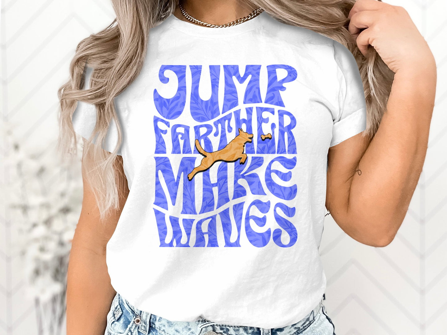 Retro Style Dock Jumping Unisex T-shirt: Jump Farther Make Waves