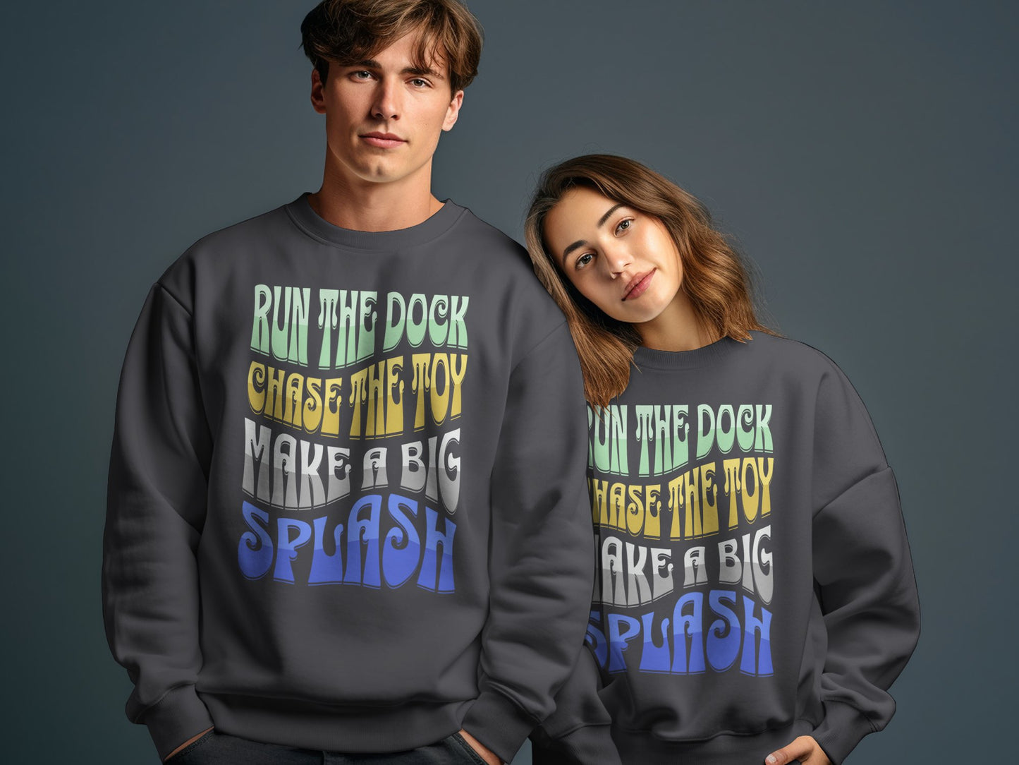 Dock Jumping Unisex Sweatshirt With Retro Style Text