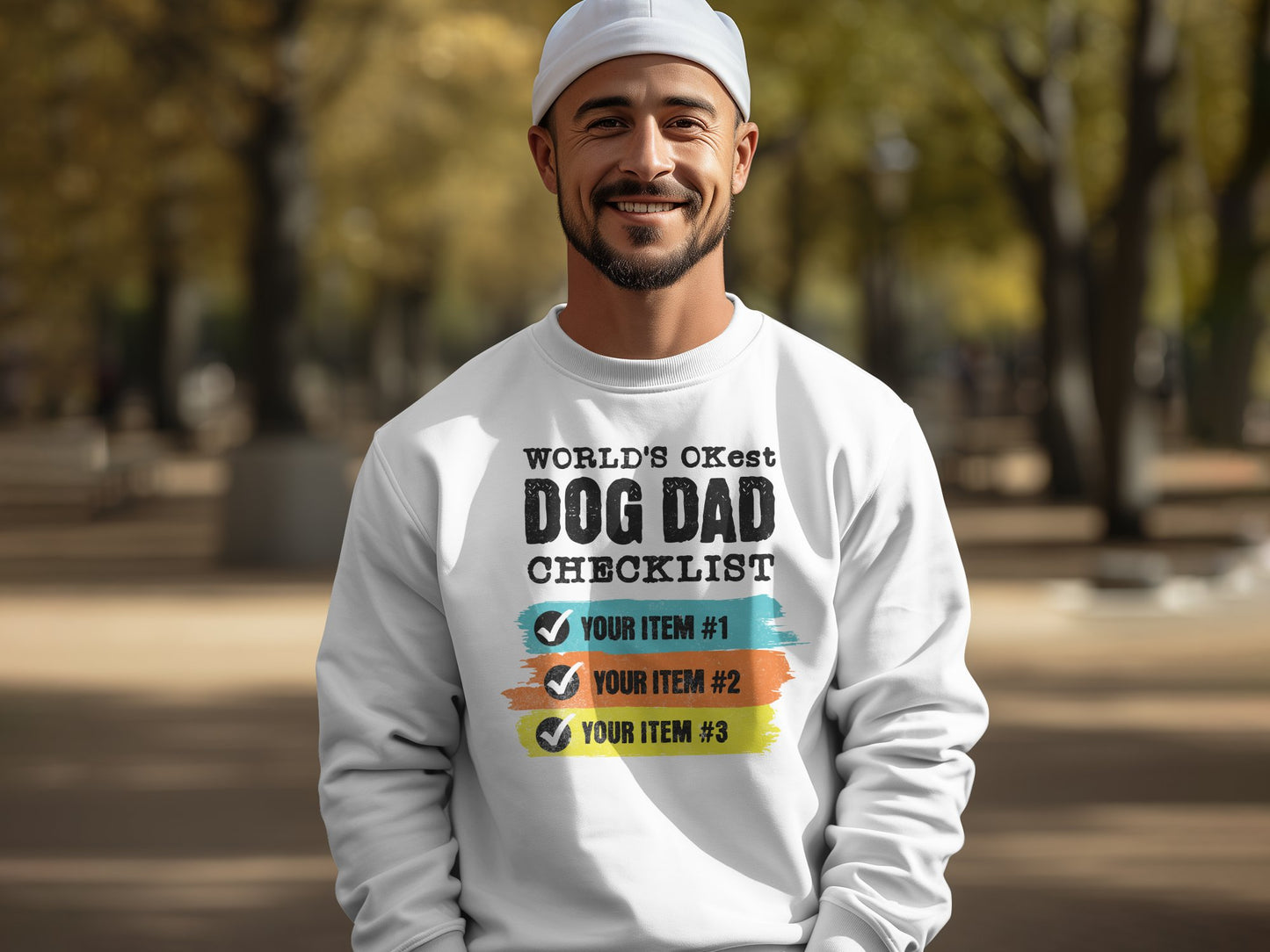 World's OKest Dog Dad Checklist Sweatshirt