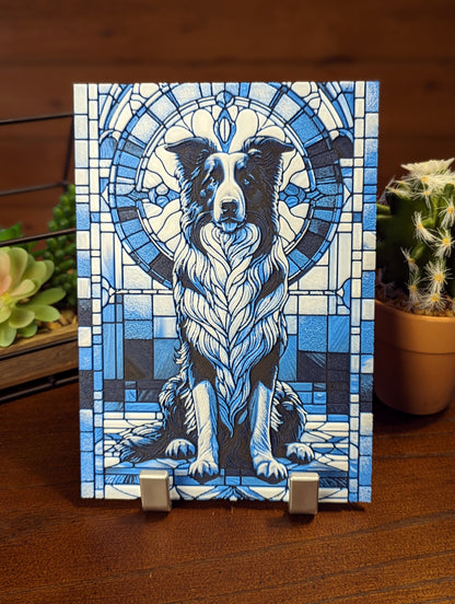 Majestic Border Collie Stained Glass Style Dog 3D Print