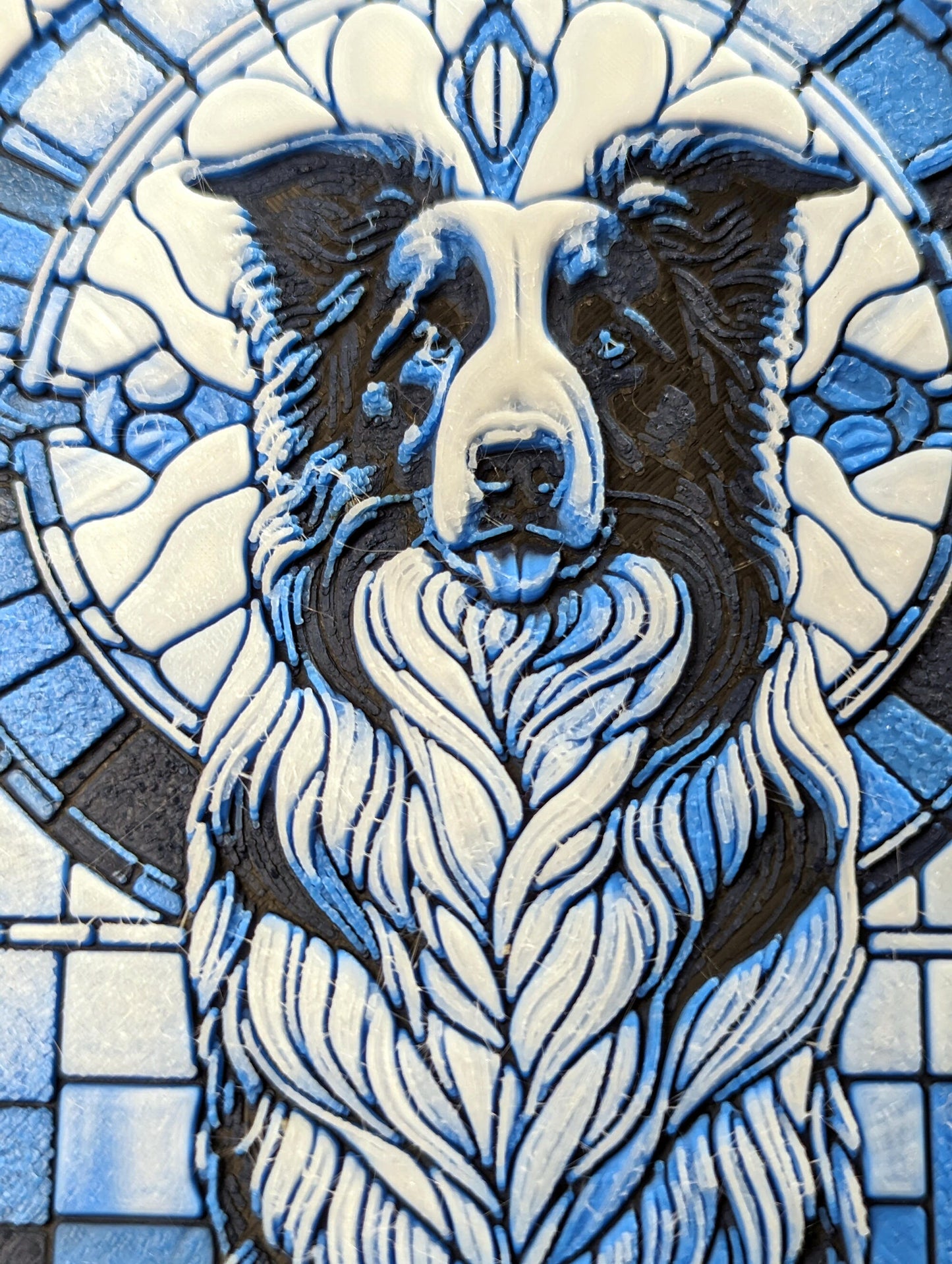 Majestic Border Collie Stained Glass Style Dog 3D Print