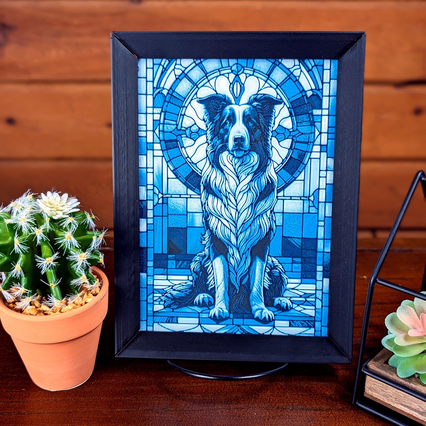 Majestic Border Collie Stained Glass Style Dog 3D Print