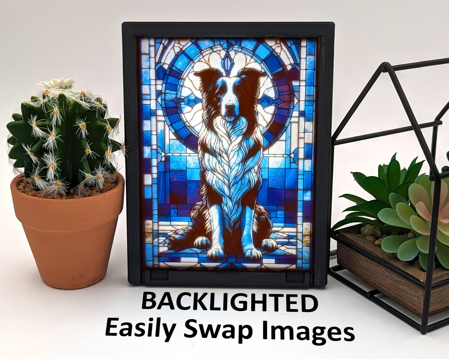 Border Collie Backlit Lithophane Display