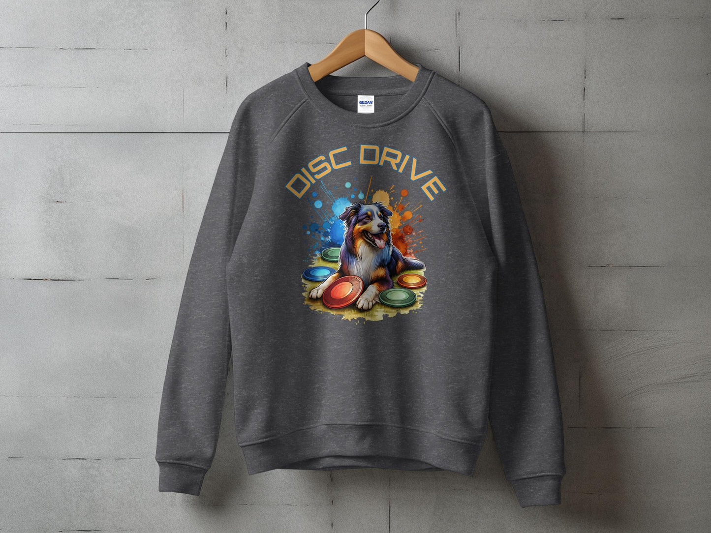 Colorful Disc Drive Dog Graphic Sweatshirt