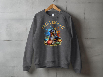 Colorful Disc Drive Dog Graphic Sweatshirt