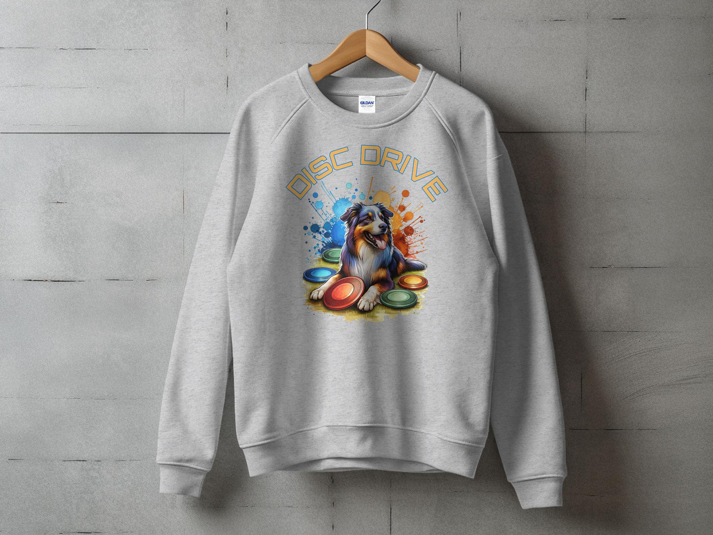 Colorful Disc Drive Dog Graphic Sweatshirt