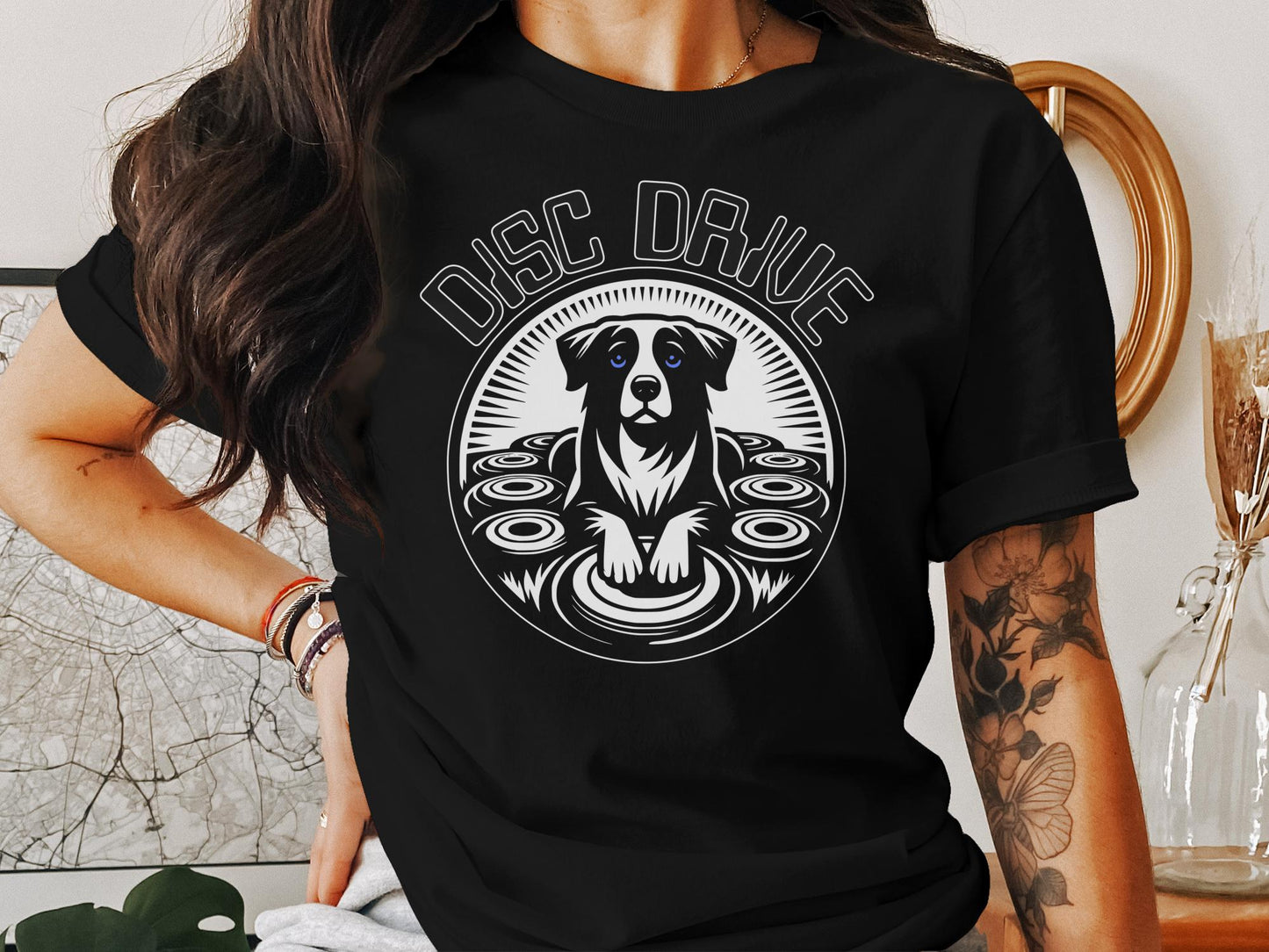 Vintage Style Disc Drive Dog T-Shirt