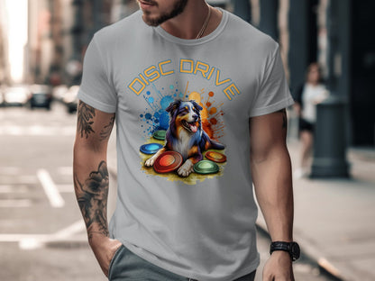 Colorful Disc Drive Dog Unisex T-Shirt