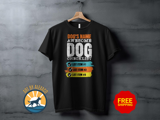 Customized Awesome Dog Checklist Unisex T-shirt