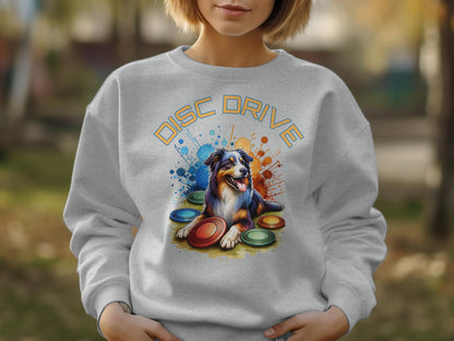 Colorful Disc Drive Dog Graphic Sweatshirt