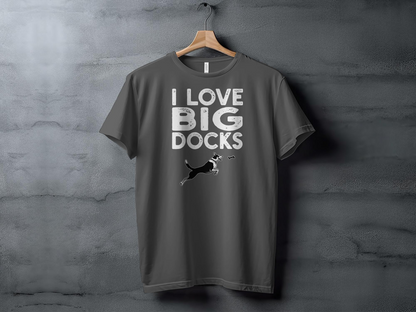 Funny Dock Diving Unisex T-Shirt: "I Love Big Docks"