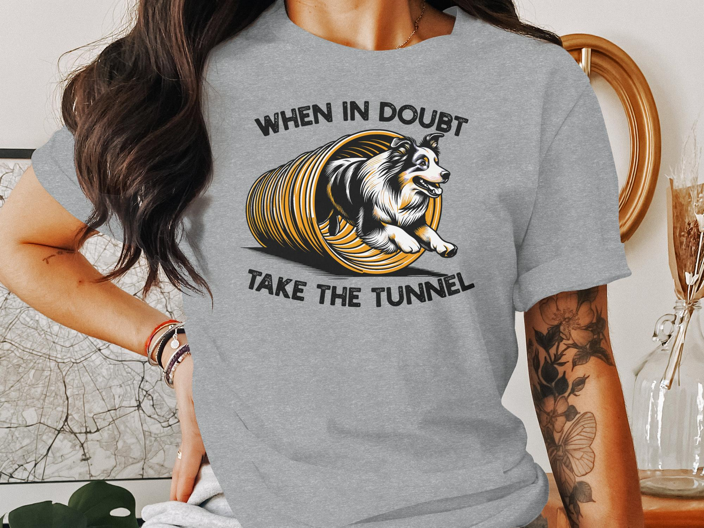 Funny Dog Agility T-Shirt, When In Doubt Take The Tunnel